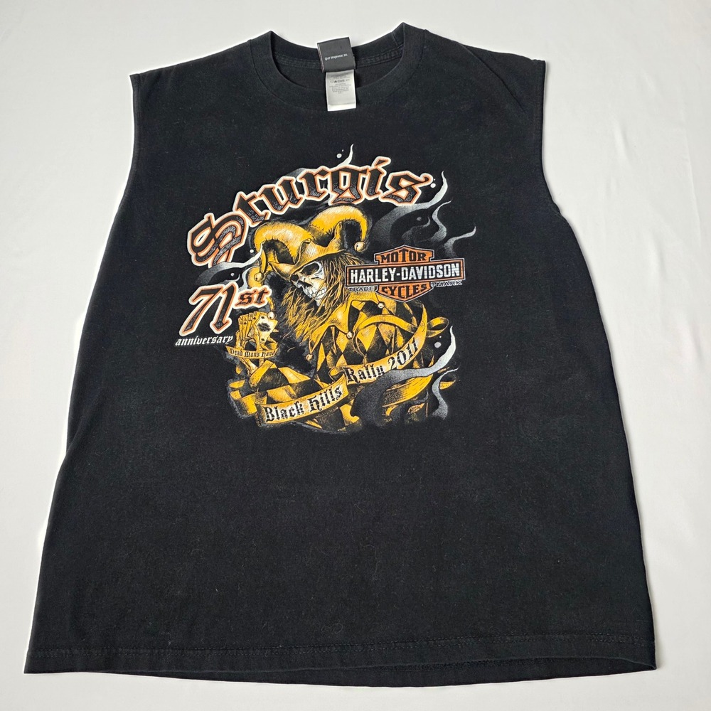 Harley-Davidson Sleeveless Shirtβ Mens Large Black Sturgis 71st Anniversary 2011